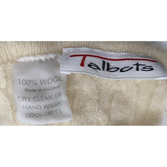Talbots Soft Cream 100% Wool Cable Knit Luxury Scarf neutral chunky vintage - Picture 2 of 6